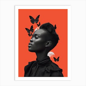 Black Woman With Butterflies 2 Art Print