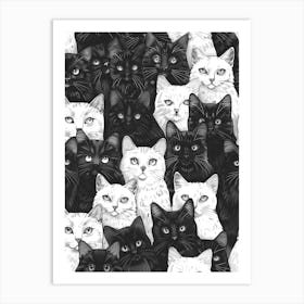 Perfectly Repeatable Artwork With Cute Cat Faces 54 Art Print