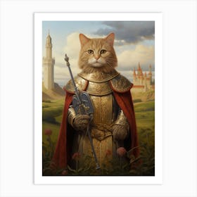 Cat In Medieval Armour 3 Art Print