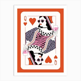 Queen Of Hearts Red - Pink Champaign Art Print