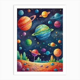 Planets In Space Art Print