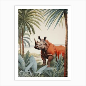 Rhinoceros 2 Tropical Animal Portrait Art Print