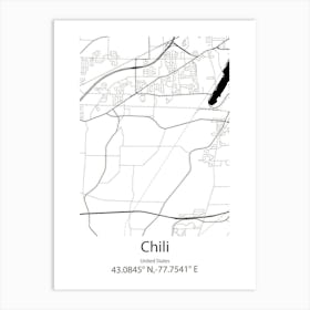 Chili,United States Minimalist Map Art Print