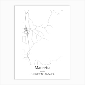 Mareeba,Australia Minimalist Map Art Print