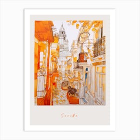 Seville Spain 2 Orange Drawing Poster Art Print