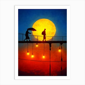 Sunset On A Bridge Art Print