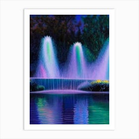 Fountains Waterscape Crayon 1 Art Print