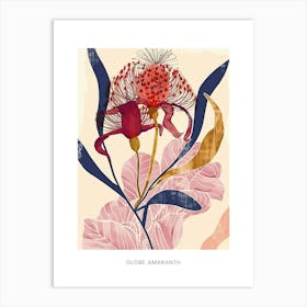 Colourful Flower Illustration Poster Globe Amaranth 3 Art Print