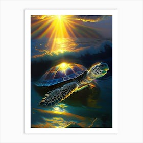Hatching Sea Turtle, Sea Turtle Monet Inspired 1 Art Print