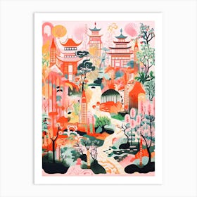 Yuyuan Gardens Abstract Riso Style 2 Art Print