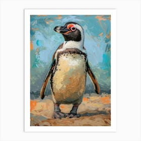 African Penguin Cooper Bay Oil Painting 3 Art Print