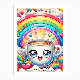 Kawaii Coffee Cup Art Print