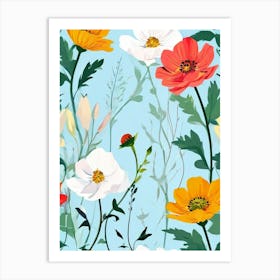 Seamless Pattern With Flowers 5 Art Print