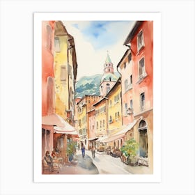 Bolzano, Italy Watercolour Streets 4 Art Print