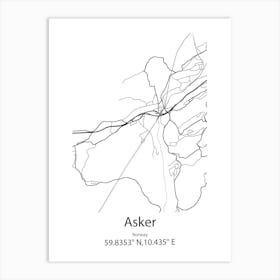 Asker,Norway Minimalist Map Art Print