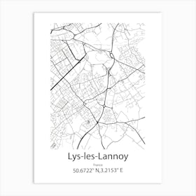 Lys Les Lannoy,France Minimalist Map Art Print