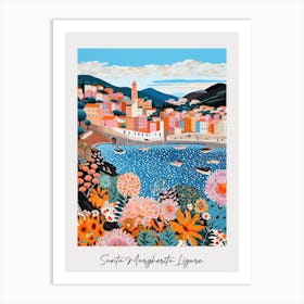 Poster Of Santa Margherita Ligure, Italy, Illustration In The Style Of Pop Art 1 Art Print