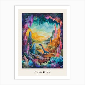 Colourful Dinosaur In A Crystal Cave 1 Poster Art Print