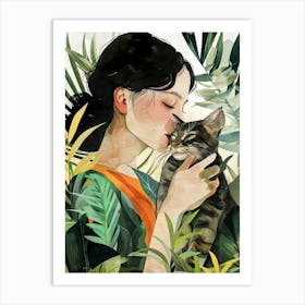Kitty I love you cat and woman 6 Art Print