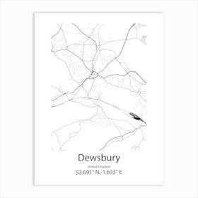 Dewsbury,United Kingdom Minimalist Map Art Print