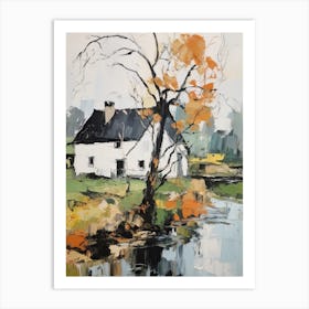 Small Cottage And Trees Lanscape Painting 1 Art Print