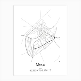 Meco,Spain Minimalist Map Affiche