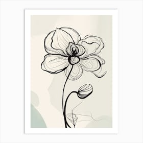 Line Art Orchids Flowers Illustration Neutral 12 Art Print