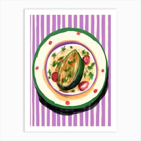 A Plate Of Grapes, Top View Food Illustration 1 Art Print