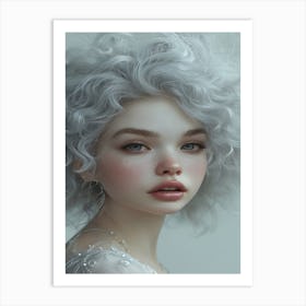 Portrait Of A Girl With White Hair Art Print