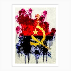 Flag Of Angola Country Art Print