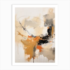 Charcoal And Orange Autumn Abstract Painting 9 Art Print