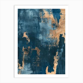 Blue And Gold Abstract Painting 8 Art Print