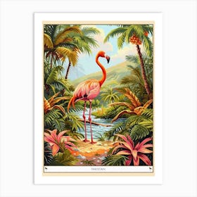 Greater Flamingo Pakistan Tropical Illustration 5 Poster Art Print