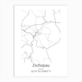 Zschopau,Germany Minimalist Map Art Print