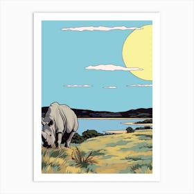 A Rhino Grazing On Grass 2 Art Print