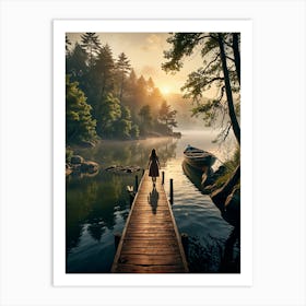 Girl On A Dock Art Print