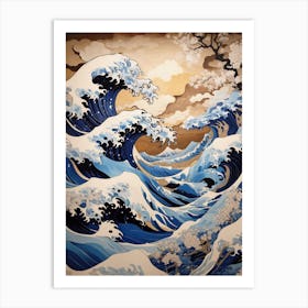 The Great Wave off Kanagawa - Aboriginal Dreamtime 3 Art Print
