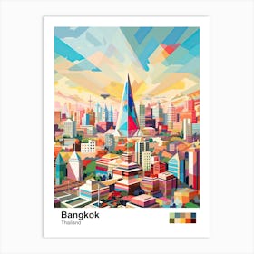 Bangkok, Thailand, Geometric Illustration 1 Poster Art Print