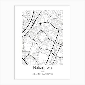 Nakagawa,Japan Minimalist Map Póster