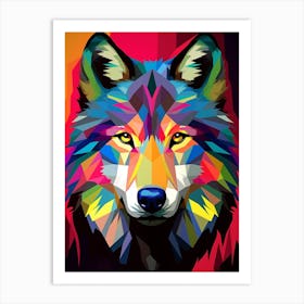 Wolf Geometric Abstract 4 Art Print