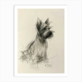 Scottish Terrier Dog Charcoal Line 2 Art Print