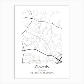 Cloverly,United States Minimalist Map 1 Art Print