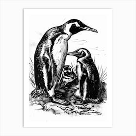 Emperor Penguin Squabbling Over Territory 1 Art Print