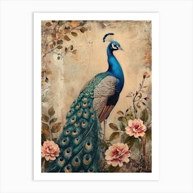 Kitsch Ornamental Peacock 1 Art Print