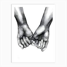 Two Hands Holding Each Other Art Print