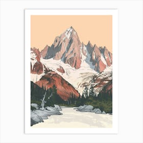 Mount Whitney Usa Color Line Drawing (1) Art Print
