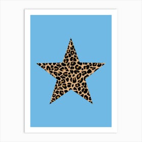 Leopard Print Star Blue Póster