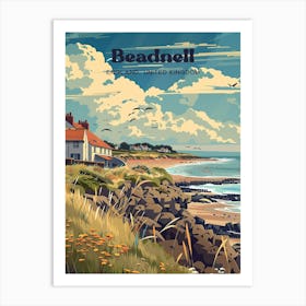 Beadnell England Seaside Travel Art Illustration Art Print