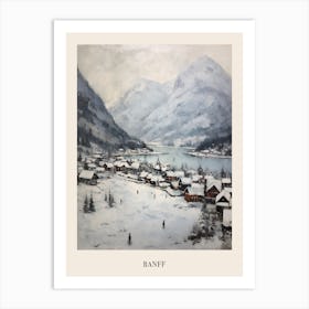 Vintage Winter Painting Poster Banff Canada 2 Art Print