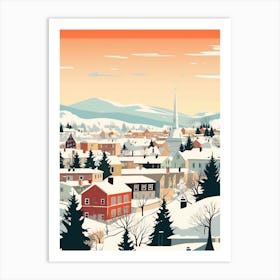 Retro Winter Illustration Geneva Switzerland Art Print